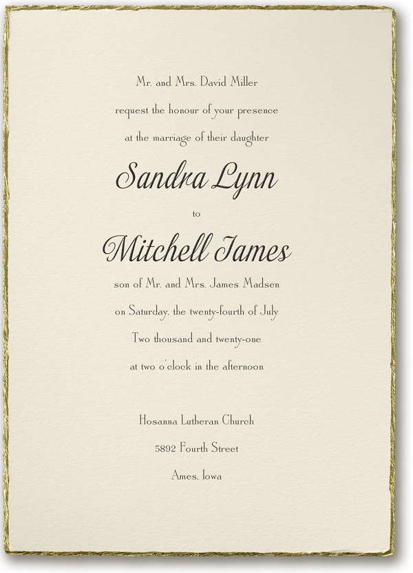 deckled in gold invitation